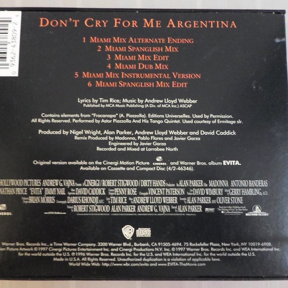 Madonna CD - Don't Cry for Me Argentina - Picture 3 of 3